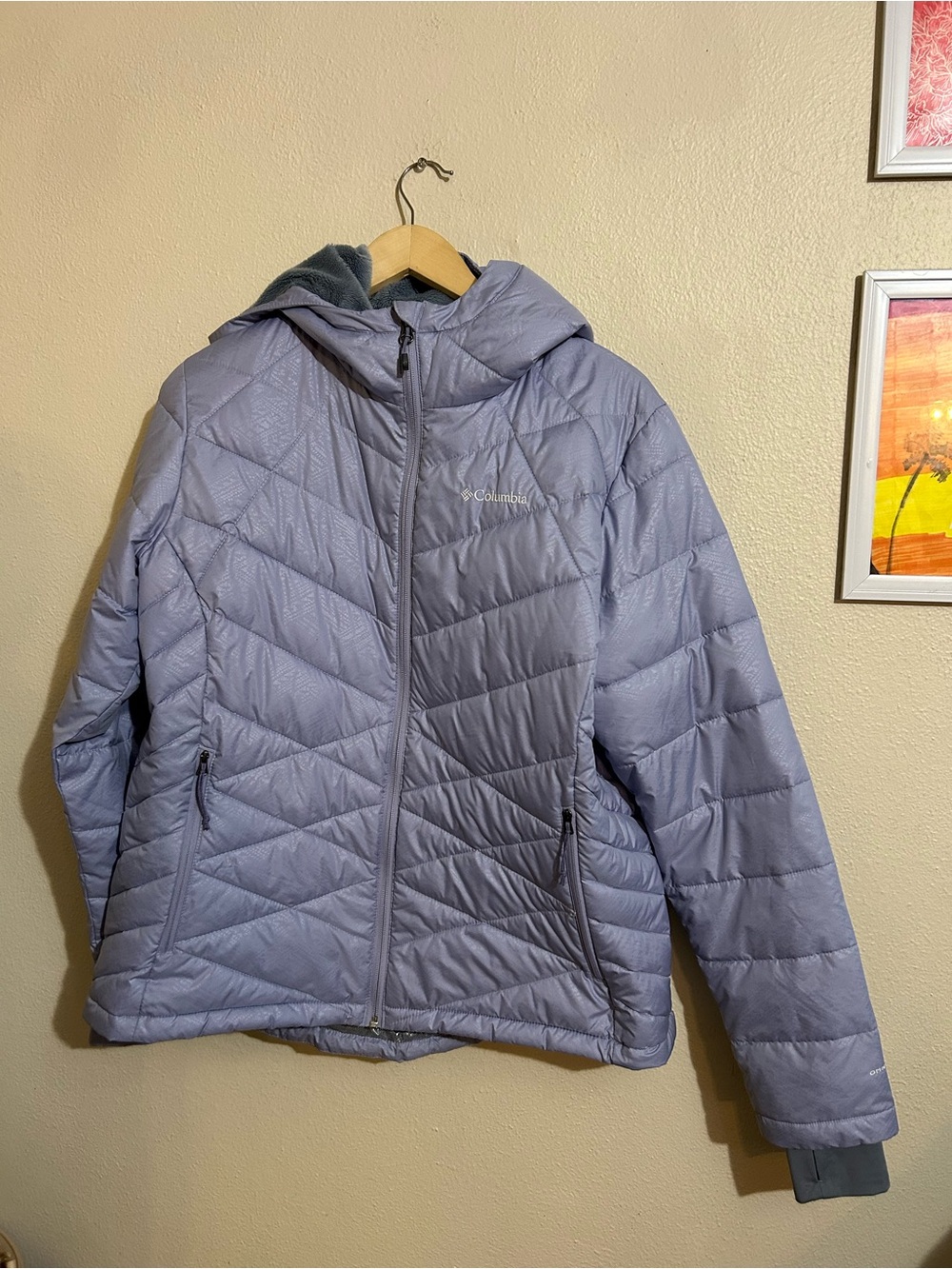 Columbia Women's Light Purple Hooded Puffer Jacket Size XL